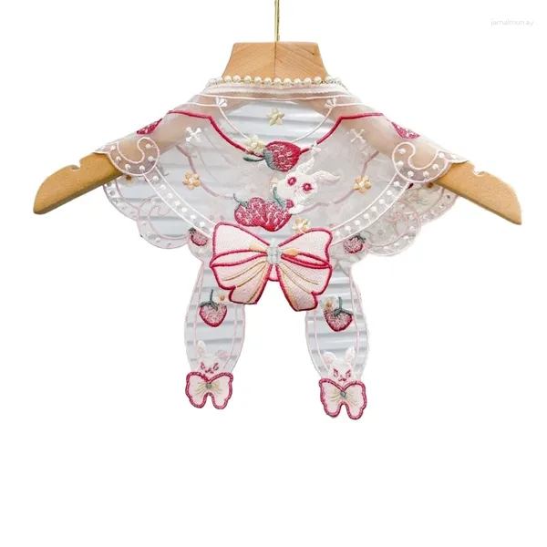 Noeuds papillon enfants col floral brodé pour les filles Hanfu clouté châle décoratif Yunjian chinois