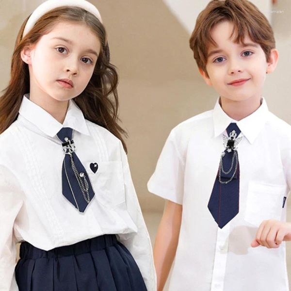 Nœuds papillon enfants cravate garçons filles hommes femmes britannique coréen collège style uniforme chemise pull accessoires ruban strass
