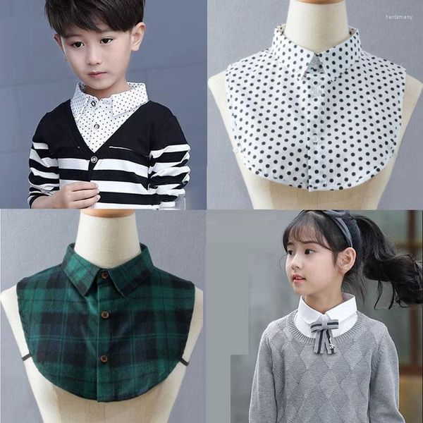 Pajaritas niños blanco falso collar camisa algodón corbata falso niños desmontable niños niñas collares mujer faux col