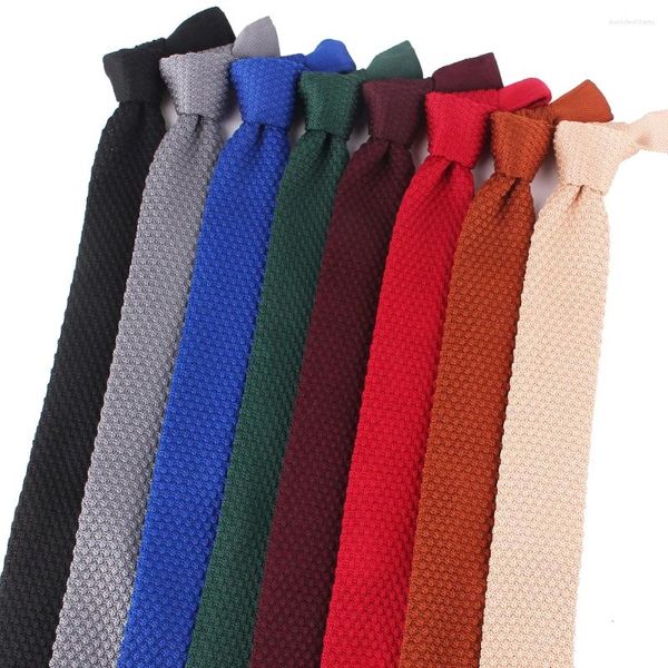 Noeuds papillon tricotés pour hommes femmes couleur unie cravates maigres mariage tricoté garçons d'honneur cravate Orange bleu blanc cadeaux