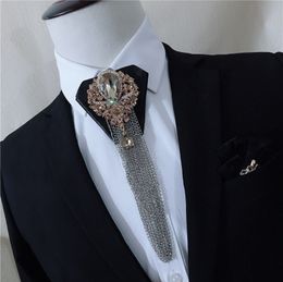 Noeuds papillon coréen en cuir noeud papillon cravates en métal strass gland cravates hommes chemise cravate mariage luxe bijoux accessoires 230922