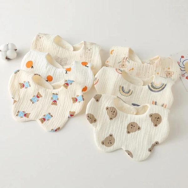 Noeuds papillon style coréen coton gaze bébé alimentation bavoirs été doux pétale nourrissons imprimer salive serviette né enfant en bas âge rot tissu enfants bavoir