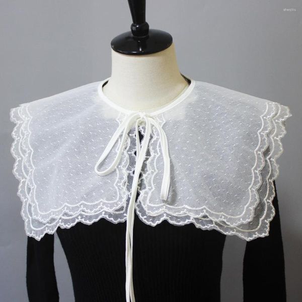 Noeuds papillon Style coréen chemise faux col châle pour femmes Blouse hauts épaule enveloppes faux décoratif filles collier