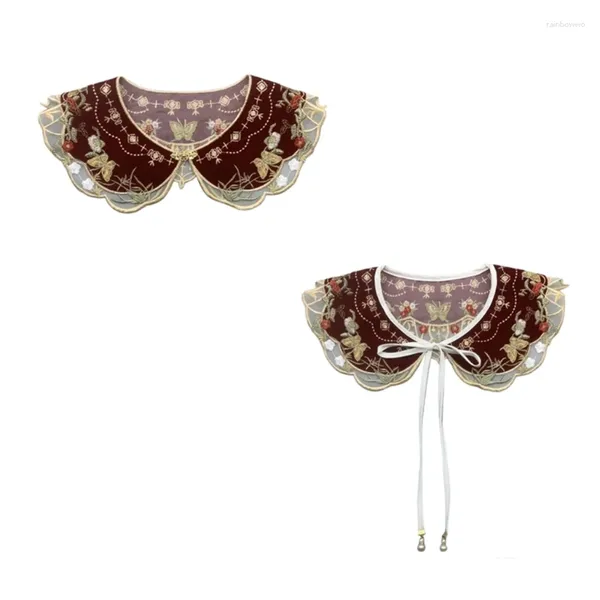 Pajaritas de encaje Collar floral elegante dulce niña falso desmontable para dama patrón de bordado delicado gota