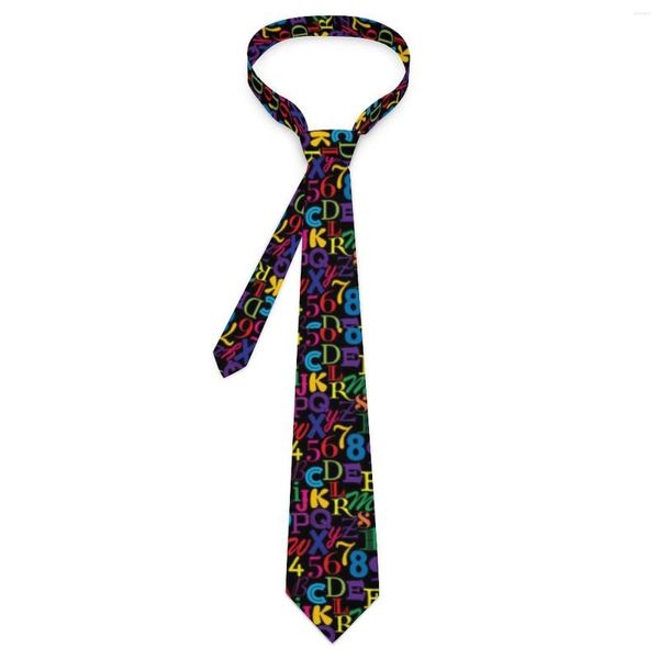 Pajaritas con estampado de letras, corbata colorida ABC, cuello de ocio, accesorios de corbata informales clásicos para adultos, cuello gráfico de alta calidad