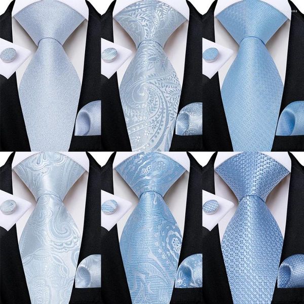 Bow Ties Light Blue Men's Tie Set Tailkief Gurflinks Solid Paisley Floral Farty Farty Formal Pruits Accessories Regalo marido