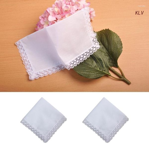 Noeuds papillons mouchoir blanc léger mouchoir en dentelle de coton Hankie lavable poche de serviette de poitrine pour la fête de mariage adulte