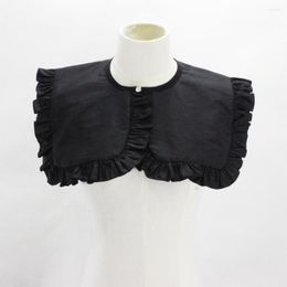 Boogbladen linbaiway volwassen katoenen nep kraag sjaal voor vrouwen verwijderbare afneembare halfhirt shirt vrouwelijk valse zwarte wrap
