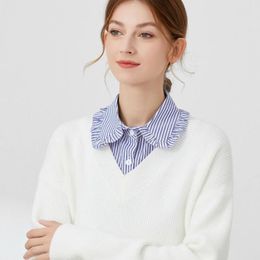 Bow Ties Linbaiway Fashion Classic White Laple False Collar for Women Vintage Spotable Lapel Blouse Tops Fake Collars Kraagje Nep
