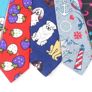 Bow Ties Linbaiway Linen Children's Tie School Shirt Gravatas Cartoon Animaux Dog Étudiant Necclue Collier Gift Custom Logobow