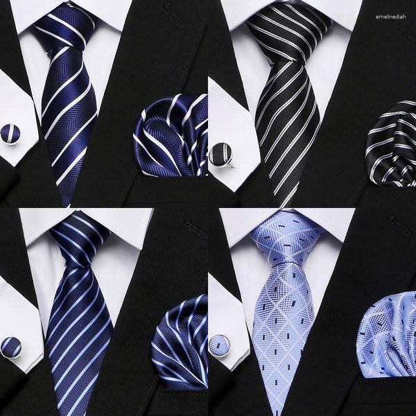 Cravates d'arc de luxe 7,5 cm Cravate en soie Hanky Cufflink Set Cravate pour hommes Vêtements formels Rose Imprimé Père