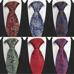 Bow Ties Luxury 8cm 3,15 "Tie classique masculine Cravatta vintage Jacquard Woven Paisley Floral Neckties Fashion Business Colwear