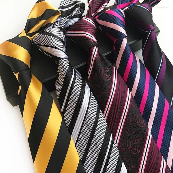 Bow Ties Luxury 8cm pour hommes Stripes rayées Classic Business Classic Coldie Jacquard Neck Woven For Men Groom Wedding Party
