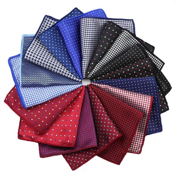 Bow Ties Luxury Men's Maskerchief Fashion Pocket Square Polka Dot Polaid Polyester Colorful 22 22cm Business Hanky Mariage Casual