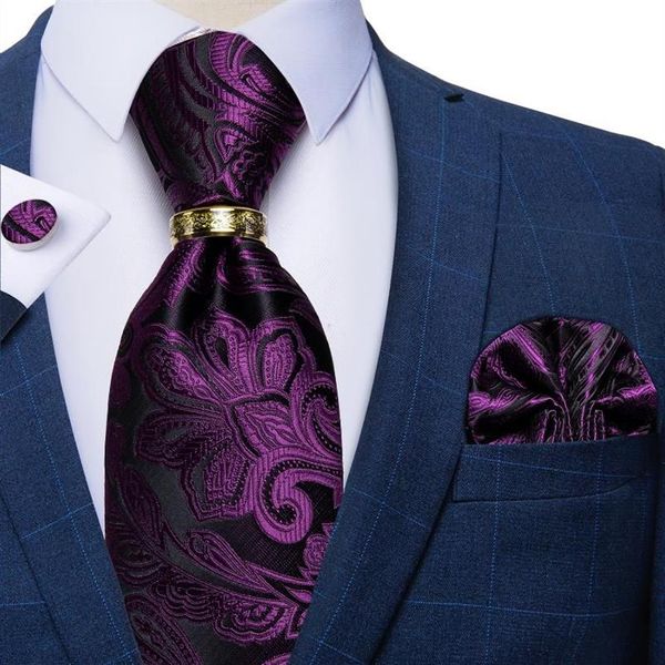 Noeuds papillon de luxe en soie violette pour hommes, mode de mariage, cadeaux, accessoires, boutons de manchette, mouchoir, ensemble 281l