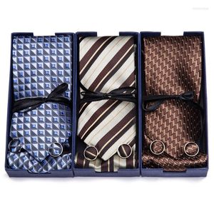 Bow Ties luxe zijden paisley set blauw zwart grijze nek slijtage daskerchief manchetknopen mode mannelijke gravata's voor mannen