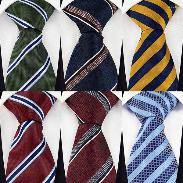 Pajaritas de lujo delgadas para hombres Banquete de boda 8 cm Corbatas Rayas Mujer Collar Accesorios Vino Rojo Verde Azul Corbata Elegante para hombre