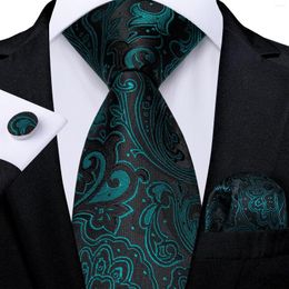 Noeuds papillon luxe sarcelle bleu Paisley hommes soie 8 cm largeur affaires mariage fête cravate accessoires mouchoir boutons de manchette cadeau