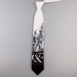 Corbatas de lazo para hombre y mujer, diseño Original, divertida navegación, 7CM, corbata estampada, corbata Retro informal de tendencia con personalidad para mujer