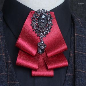 Boog bindjes heren zwarte strass tie mode mode Britse herenpak shirt formele jurk bowtie bruidegom host accessoires kraagbloem