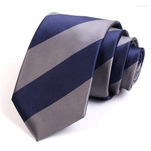 Noeuds papillon Hommes Classique Bleu / Gris Rayé Cravate Mode Formel Haute Qualité 7CM Pour Hommes Costume D'affaires Travail Cravate Coffret Cadeau