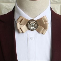 Pajaritas Hombres Oficina de negocios Boda Club Fiesta Bowtie Cravat Hecho a mano Mujeres Banda elástica Perla Perla Aleación Rhinestone Cinta Pajarita 231013