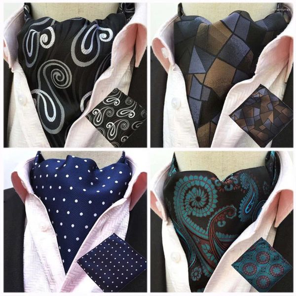 Pajaritas Hombres Clásico Lunares Paisley Cravat Ascot Pañuelo Bolsillo Cuadrado Conjunto BWTHZ0518