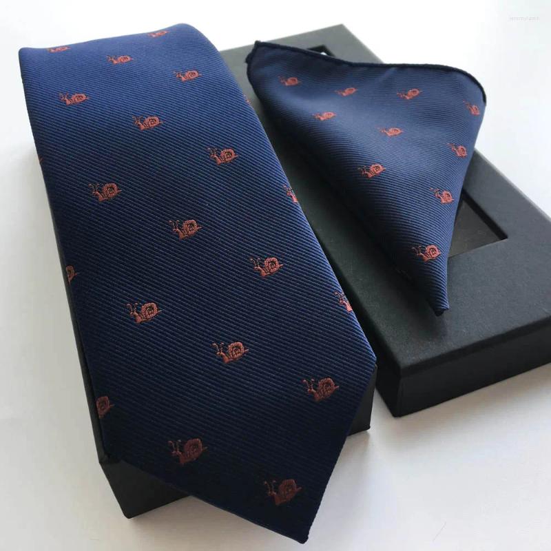 Bow Ties Men High Quality Luxury Silk Set Fashion Animal Necktie With Handkerchief Beautiful Gift Box Snail Pattern