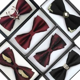 Pajaritas Pajarita para hombre, collar, regalo de boda, novio masculino, color puro, hermandad roja, reunión anual, corbata azul negra pura 231102