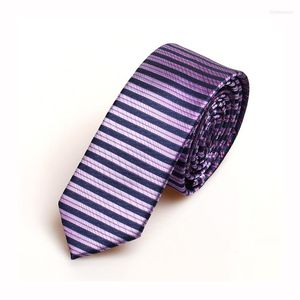 Nœuds papillons costume d'affaires pour hommes cravate mince 5cm cou violet flèche maigre pour hommes motif rayé cravate de travail décontractée avec boîte-cadeau
