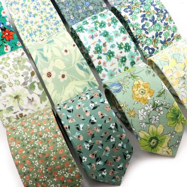 Nœuds papillon pour hommes, décontracté, Chic, Floral, vert herbe, coton, élégant, costume de fête de mariage, col de fleur, accessoires Gravata