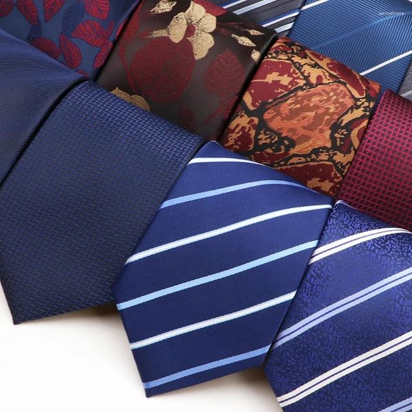 Pajaritas de poliéster clásico para hombre, corbata a rayas azules, cuello para camisa de boda de negocios, traje, uso diario, regalos de corbata para novio