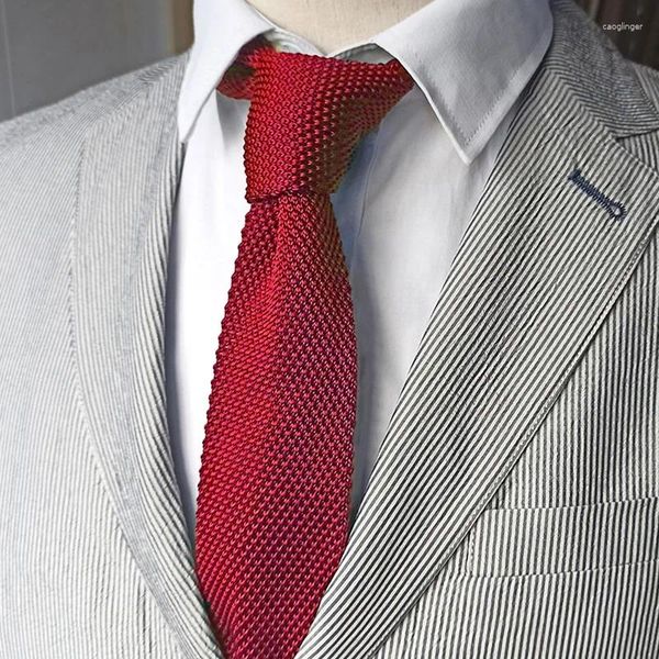 Nœuds papillons pour hommes, cravate colorée tricotée de couleur unie, étroite, fine, tissée, unie, cravate