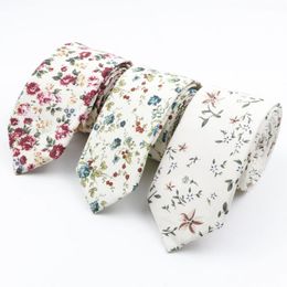 Craves à arc à imprimé floral en coton masculin pour hommes cravates étroites minces maigres croites cravates fleures corbatas mariage