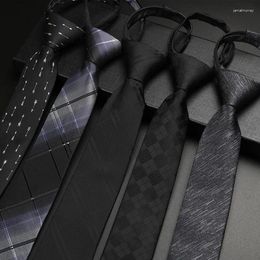 Nœuds papillons pour hommes, chemise de marié de mariage d'affaires formelle, cravate d'étudiant noir gris 6cm, nœud sans fermeture éclair, accessoires de vêtements paresseux
