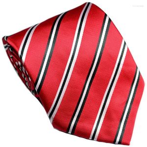 Strikjes heren stropdas rood zwart wit klassieke 9cm print gestreepte zijden stropdas 3,6 inch Slike