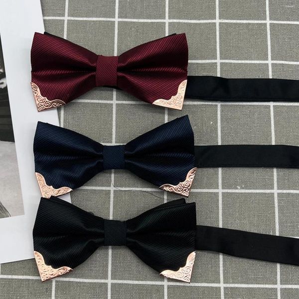 Bow Ties Men's Men's Solid Vine Black Robe formelle Robe de mariage Bowties pour hommes Loisure Metal Bling Bling Bowknot Banquet Cravat