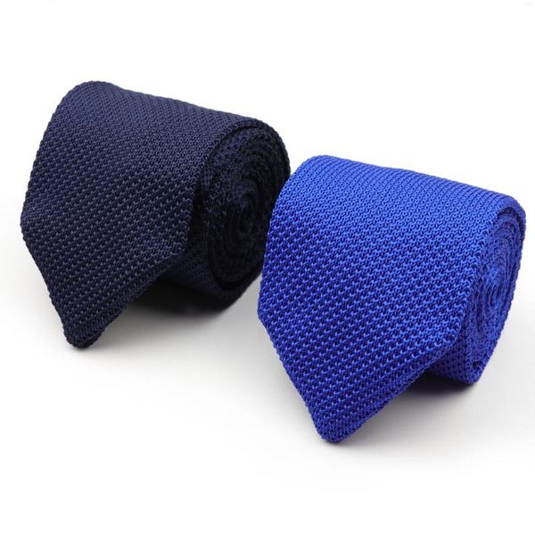 Noeuds papillon Cravate en tricot coloré solide pour hommes 8 cm de largeur Cravate tricotée Normale Slim Classique Cravate tissée Cravates étroites