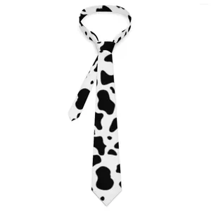Nœuds papillons pour hommes, cravate noire et blanche, imprimé de vache, motif tendance, taches d'animaux, col cool, accessoires de fête de mariage