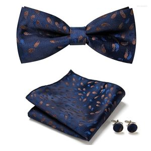 Cravates d'arc Cravate pour hommes Gold Paisley Bowtie Business Mariage Bowknot Dot Bleu et Noir Ensemble pour accessoires de fête de marié