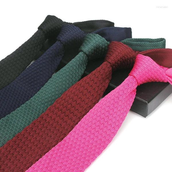 Nœuds papillons pour hommes, cravate tricotée multicolore, couleur unie, étroite, fine, tissée, unie, cravate, PH21