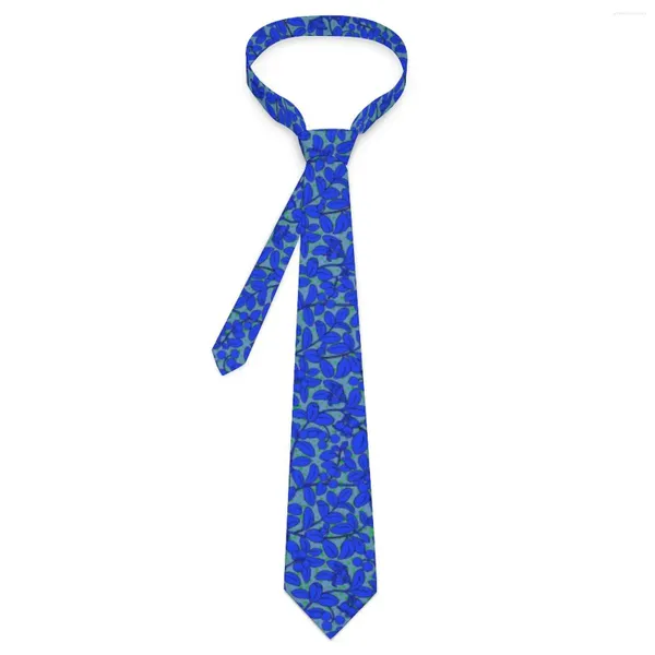 Pajaritas para hombre, corbata con estampado de plantas, hojas azules, cuello informal Retro, boda gráfica, accesorios de corbata de gran calidad