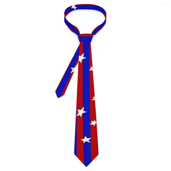 Pajaritas Corbata para hombre Estrellas y cuello a rayas Rojo Azul Diseño de cuello elegante Ropa diaria Accesorios de corbata de gran calidad