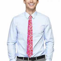 Pajaritas Corbata para hombre Corazones de San Valentín Cuello rojo y fucsia Cuello casual clásico Ocio gráfico Accesorios de corbata de alta calidad