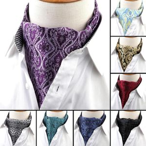 Noeuds papillon hommes Vintage luxe Paisley mariage cravate formelle cravate Ascot Scrunch auto Style britannique Gentleman Polyester cravate NO.21-35