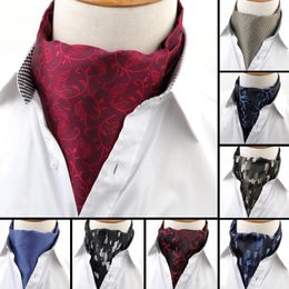 Bow Ties Men's Vintage Luxury Polka Flower Wedding Coldie Cravat Ascot Scrunch Self British Style Gentleman Polyester Neck Tie