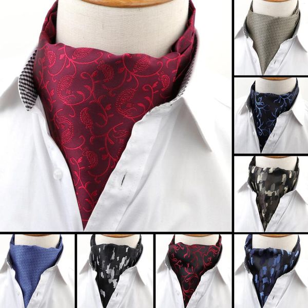 Nœuds papillons pour hommes, Vintage, luxe, fleur à pois, cravate de mariage formelle, cravate Ascot Scrunch, style britannique, cravate en polyester pour homme