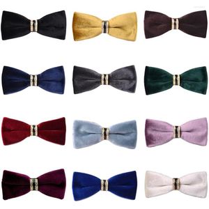 Boogbladen mannen massieve kleur pre-gebonden fluwelen kristal trouwfeest bowtie boog tuxedo tie bwtqn0302