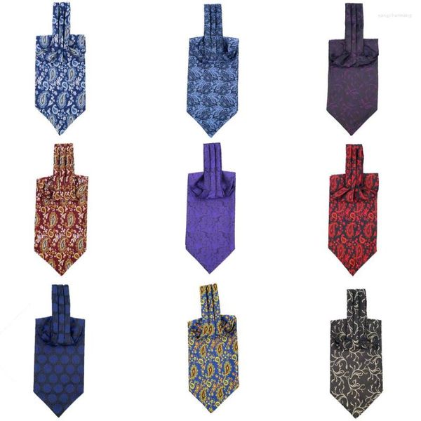 Pajaritas !!! Hombres Vintage Paisley Floral Dot Boda Formal Cravat Ascot Scrunch Auto Estilo británico Caballero Poliéster Seda Corbata