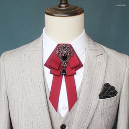 Corbatas de moño para hombre, corbata elegante de negocios para fiesta de boda, corbata británica para mujer, banda elástica de aleación de diamantes de imitación, corbata de cristal, cinta de uniforme, pajarita
